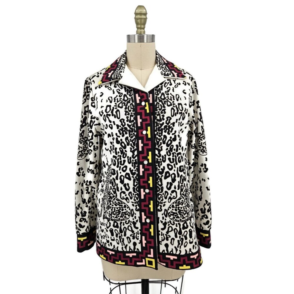 Vintage Puccini Cheetah Print Blouse Womens M Long Sleeve Button Front Leopard